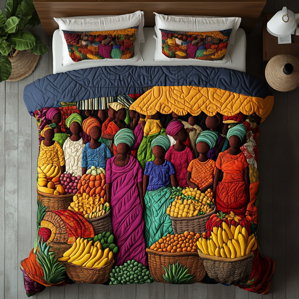 African 3-Piece Quilted Bedding Set