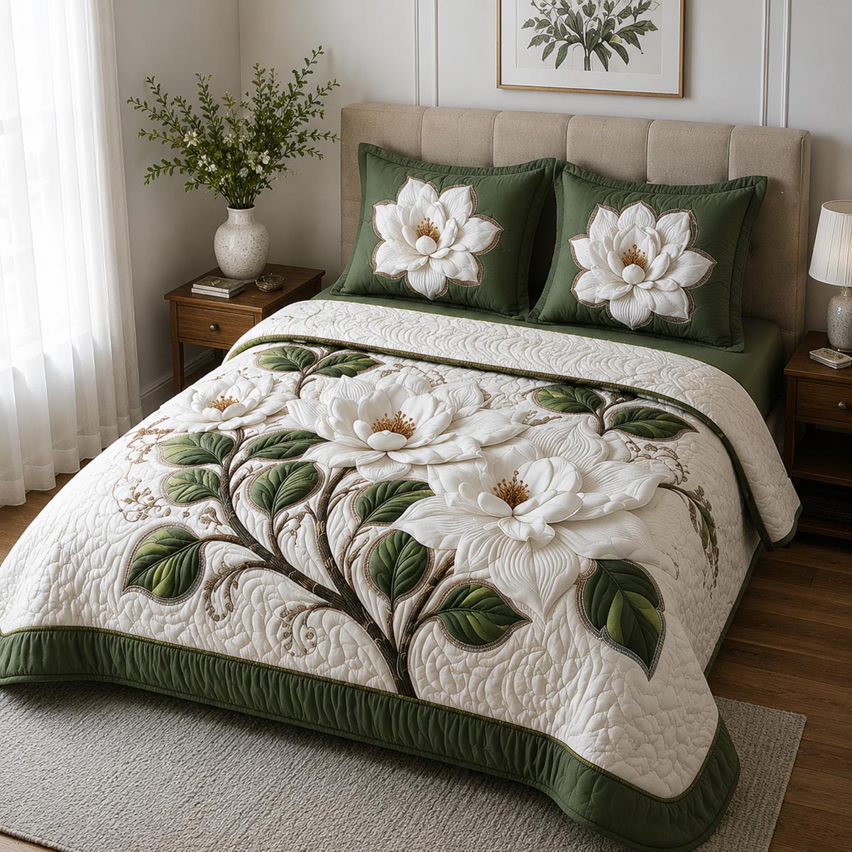 Southern Bloom 3-Piece Quilted Bedding Set
