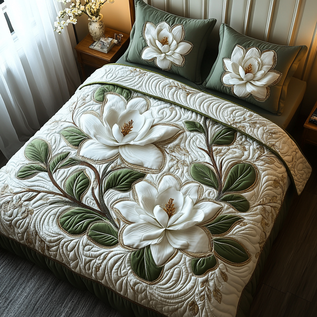 Magnolia 3-Piece Quilted Bedding Set