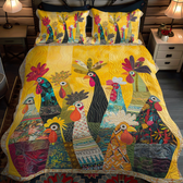 Sunrise Roosters 3-Piece Quilted Bedding Set