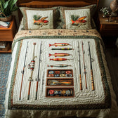 Fishing 3-Piece Quilted Bedding Set