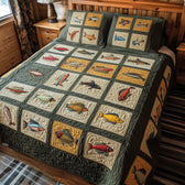Fishing 3-Piece Quilted Bedding Set