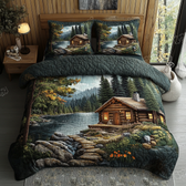Log Cabin 3-Piece Quilted Bedding Set