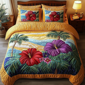 Hibiscus 3-Piece Quilted Bedding Set