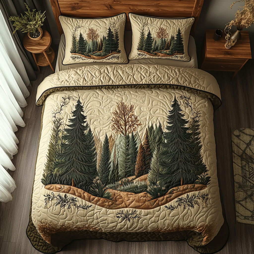 Forest v2 3-Piece Quilted Bedding Set