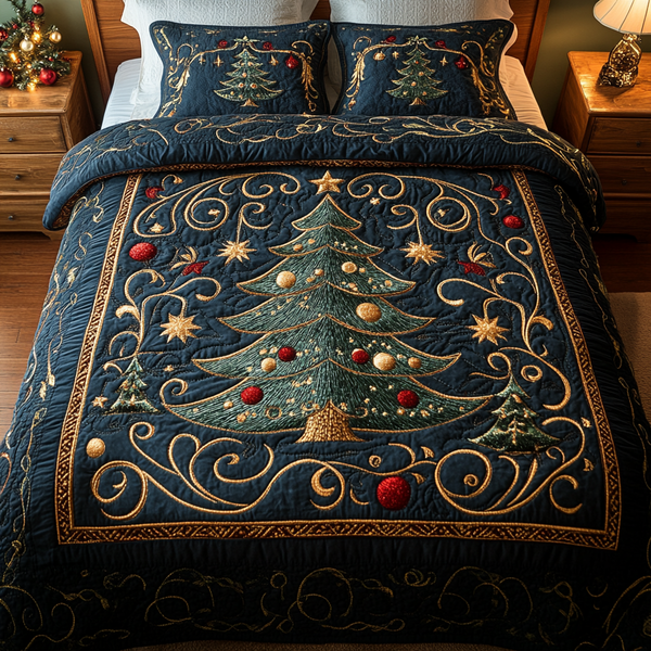 Winter Wonderland Pine 3-Piece Quilted Bedding Set