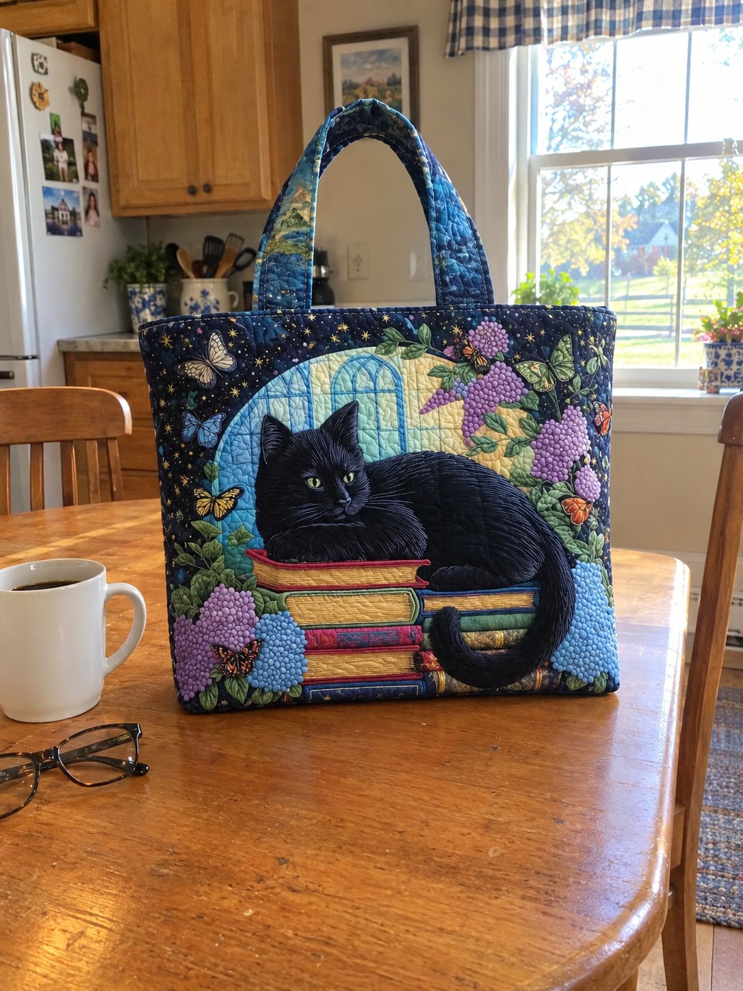 The Midnight tote on the kitchen table the day it arrived