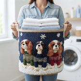 Carrying the basket with folded laundry