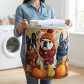 Carrying the basket with folded laundry