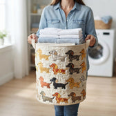Carrying the basket with folded laundry
