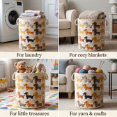 Four ways to use the basket: laundry, cozy blankets, little treasures, yarn & crafts
