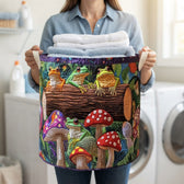 Carrying the basket with folded laundry