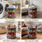 Four ways to use the basket: laundry, cozy blankets, little treasures, yarn & crafts