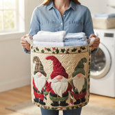 Carrying the basket with folded laundry
