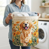 Carrying the basket with folded laundry