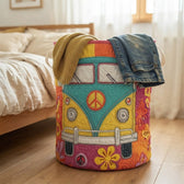 The basket in a bedroom