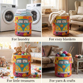 Four ways to use the basket: laundry, cozy blankets, little treasures, yarn & crafts