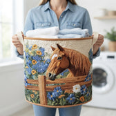 Carrying the basket with folded laundry