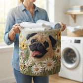 Carrying the basket with folded laundry
