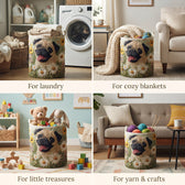 Four ways to use the basket: laundry, cozy blankets, little treasures, yarn & crafts