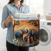 Carrying the basket with folded laundry