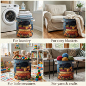 Four ways to use the basket: laundry, cozy blankets, little treasures, yarn & crafts