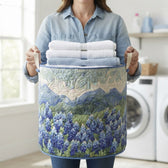 Carrying the basket with folded laundry