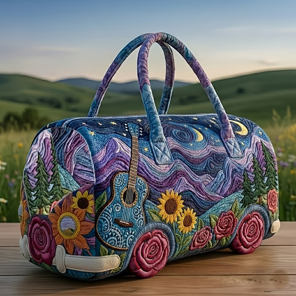 Melodyvana guitar and wildflower camper van quilted duffle