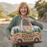 Customer holding the weekend bag