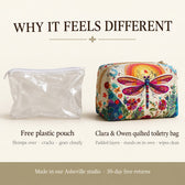 Why it feels different: padded quilted layers versus a free plastic pouch