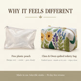 Why it feels different: padded quilted layers versus a free plastic pouch