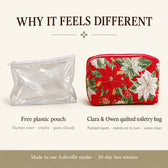 Why it feels different: padded quilted layers versus a free plastic pouch