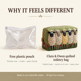 Why it feels different: padded quilted layers versus a free plastic pouch
