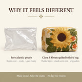 Why it feels different: padded quilted layers versus a free plastic pouch