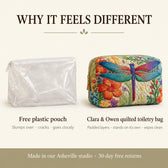 Why it feels different: padded quilted layers versus a free plastic pouch