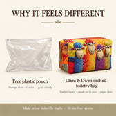 Why it feels different: padded quilted layers versus a free plastic pouch
