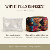 Why it feels different: padded quilted layers versus a free plastic pouch