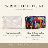 Why it feels different: padded quilted layers versus a free plastic pouch