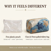 Why it feels different: padded quilted layers versus a free plastic pouch