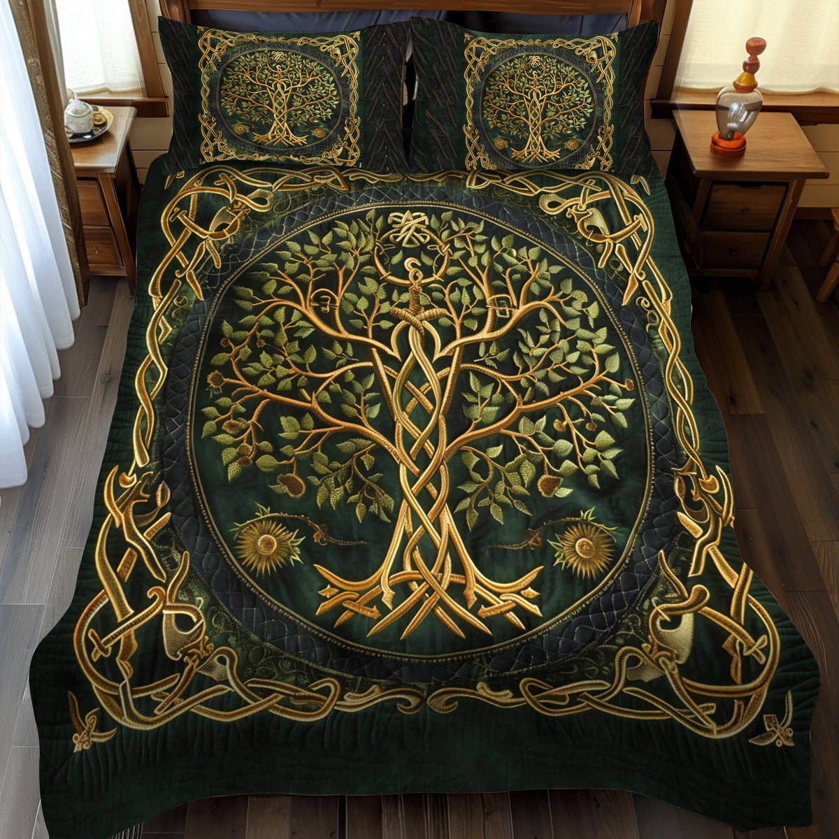 Celtic Heritage Tree of Life 3-Piece Quilted Bedding Set