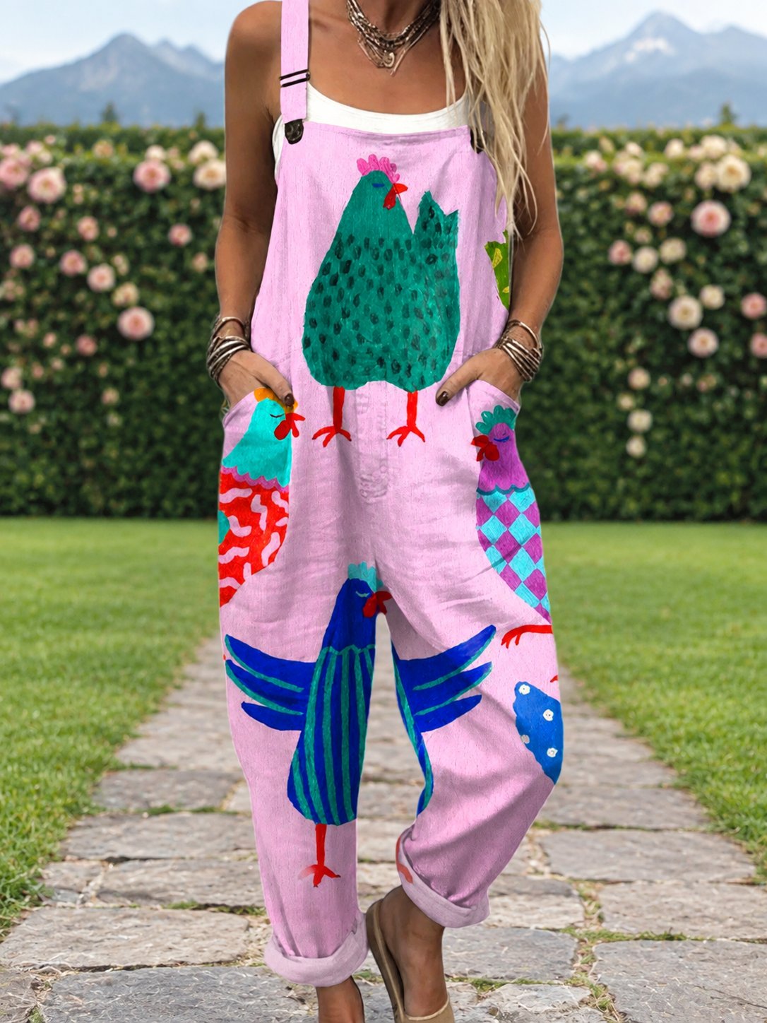 Jumpsuit with Sunny Chicken Farm