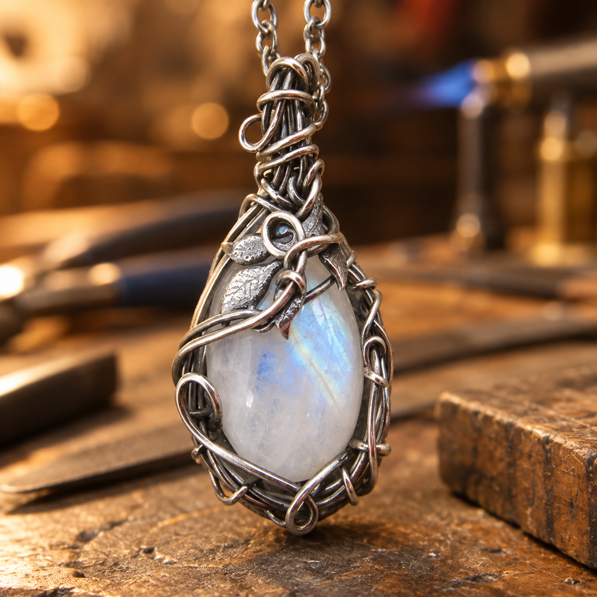 Vintage Moonstone Silver Necklace